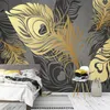 Custom 3D Mural Wallpaper Murals Modern Fashion Abstract Golden Feather Living Room Sofa TV Background Wall Paper Bedroom Decor