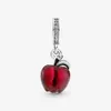 100% 925 Sterling Silver Murano Glass Red Bpple Dangle Charms Fit Original Europeisk charmarmband Fashion Women Wedding Engagemen315J