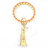 Flera stilar Sun Blomma Tie-färgad läderfönster Tassels armband Keychain Wristlet Armband Tassel Keychain Round Bangle Key Ring DHF33