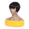 Bob courte Bob avec frange Bangs pas cher Pixie Coie Human Hair Wigs Straitement pour les femmes noires Perruque Cheveux Humain 150 densité