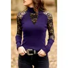 Women's T-Shirt T Shirt Half High Neck Sexy Lace Stitching Solid Color Slim Fit 2021 Spring Autumn Long Sleeves Women Clothing Tops