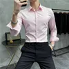 Chemises de couleurs solides pour hommes robe d'affaires formelle bureau travail chemises de mariage à manches longues décontracté chemisier social chemise homme 210527