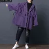 Dimanaf Kvinnor Kläder Bomber Jacka Coat Oversize Höst Vinter Vintage Ytterkläder Lös Långärmad Hooded Zipper Overcoat 211029