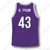 Pas cher personnalisé K. Tyler # 43 Huskies Le 6ème homme Film de basket-ball Jersey Violet cousu Personnaliser n'importe quel nom de numéro HOMMES FEMMES JEUNES XS-5XL