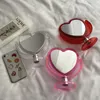 Transparent Acrylic Double-sided Heart-shaped Makeup Rotatable Desktop Stand Table Compact Mirror Dresser 3 Color