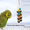 Autres Fournitures Pour Oiseaux Perroquet Blocs En Bois Jouet Corde En Bois Coloré Avec Peau Perruche Panier Suspendu Balles Morsure Coton Corde Accessoires Pour Animaux