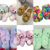 Teddybeer pluche slippers vrouwen cartoon schattige beer vrouw huis harige flip flop schoenen indoor winter warme harige faux bont dia's x0523