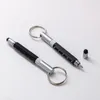 Multi function Ballpoint Pens screwdriver ruler Touch Pen Keyring keychain For outdoor travel