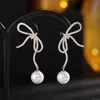 Sinzry Moda Costume Gioielli Coreano elegante zircone cubico bowknot perla vintage pendenti orecchini per le donne
