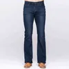 GRG Erkek Ince Boot Cut Jeans Klasik Streç Denim Hafif Flare Derin Mavi Moda Pantolon 211108