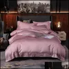 Ensembles Fournitures Textiles Maison Jardin Couette douce en coton égyptien haut de gamme bleu profond, blanc Us Queen King Literie Couette Er Bed Shee