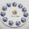 Bouton à tige de Roses en résine bleue, 19mm, métal doré, fleurs de maintien de la mariée, décoration de cheveux, accessoires pour cheveux, Scrapbooking