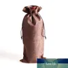 1PC Christmas Linen Jute Drawstring Gift Bags Sacks Wedding Birthday Party Favors Gift Red Wine Bottle Packaging Supply