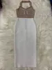 Vestidos casuales Alta calidad 2021 Moda femenina Sexy Pearl Beaded Halter Vestido sin espalda Bodycon Club Party Bandage300c