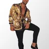 Camicia a maniche lunghe da uomo casual con stampa leopardata stampa floreale top alla moda Blouse Homme Bohemian Tops304g