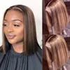 Кружевные парики Ls Hair P4 / 27 Короткие Боб Закрытие Парик Человеческий бразильский 4x4x1 T Часть для женщин Предварительно сорванный реми