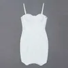 Kvinnor Sommarbandage Mini Klänning Sexig Spaghetti Strap Ärmlös Mesh Stitching White Dress Club Bodycon Party Vestidos 210625