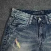 Italiaanse stijl mode mannen jeans hoge kwaliteit retro blauw vernietigde gescheurde denim shorts zomer straatkleding ontwerper korte PTFQ