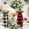 Buffalo Plaid Wine Bottle Cover Decorative Faux Fur Cuff Sweater Wine Bottle Holder Gift Bags Party Ornament