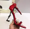 Kutu Marka Klasik Ayakkabı Kadın Yaz Toka Askı Perçin Sandalet Yüksek Topuklu Ayakkabılar Kare Ayak Moda Deri Tek Yüksek Topuk Burnu Açık 10cm 8cm Boyut 35-44