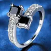 Luxury Starry Star Rings Real 10kgf White Gold Filled Rings for Women Fashion Jewelry Finger Ring with äkta Black CZ Q07086710689