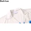 Dark Icon Hand Printed Hawaiian Shirt Men Summer White Polo Street Fashion s for Man 210721