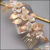 Clip Barrettes Gioielli Gioielli Lega d'oro Foglia Sposa Copricapo con pettine Matrimonio Aessories Ragazza Tiara Ornamenti per capelli damigella d'onore Commercio all'ingrosso