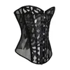 Yoga Outfit Women Burlesque Lace Up Corset Gothic Bustier Sexy Hollow Mesh Lingerie Tops Black White