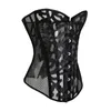 Yoga Outfit Women Burlesque Lace Up Corset Gothic Bustier Sexy Hollow Mesh Underkläder Toppar Svart Vit