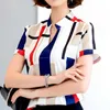 女性トップとブラウスファッションオフィスレディVネックシフォンレディーショートシャツスリムフィットレディーストップスブラウスシャツ3521 50 210527