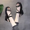 샌들 여름 여성 샌들 패션 플랫 플랫폼 여성 샌들 블랙 플랫폼 슬라이드 야외 신발 검투사 여성의 캐주얼 슈즈