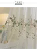 Cortina cortina estilo country tule puro floral bordado longa janela cortinas para casa sala de estar decoração no café cozinha