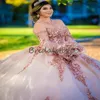 Robes de Quinceanera à paillettes scintillantes en or rose, chérie élégante, grande taille, robe de soirée de bal, perles moelleuses en tulle, robe mexicaine douce 15, 2021