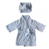 Doğan Bebek Erkek Kız Robe Set 100% Pamuk Havlu Terry Bebek Bornoz Kapüşonlu Sleeprobe Headwear Home Suit 0-2Y 210901