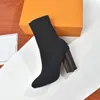 autumn winter socks heeled heel chelsea boots leather for fashion sexy Knitted elastic boot designer Alphabetic women shoes lady Letter