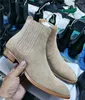 Wysokiej góry Zamszowa Oryginalna Skóra Harry Wyatt Charm Boots Wedge SLP Moda Mężczyźni Klasyczne Czarne Szary Brązowe Overshoes Denim Boot