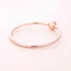 Smooth Clasp s Woman DIY Fits Original Silver Charms & Beads Fashion Rose Gold Bracelet