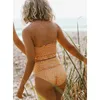 Seksi Dantel Yüksek Bel Brezilyalı Bikini Mayo Kadınlar Bandeau Mayo Kadın Push Up Mayo Yaz Bathers Biquini 210305