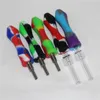 Mini canos de água de kit de nectar de silicone cachimbo de fumo com bong com 10 mm de titânio Tips dicas dab petroleiro plata