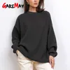 Women's Knitted Sweater Autumn Winter Elegant Jumper Oversized Pullover O Neck Casual Beige Knit Vintage Brown Sweater long 210918