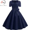 Women Summer Dress Elegant Retro Vintage 50s 60s Robe Rockabilly Swing Pinup Dresses Casual Plus Size Red Party Vestidos 210623