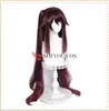 43 pouces 110 cm de long brun cosplay perruque Hu Tao avec queues de cheval Genshin Impact Hutao cheveux synthétiques résistants à la chaleur + bonnet de perruque Y0903