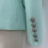 HIGH STREET Classique Baroque Designer Blazer Veste Femme Métal Lion Boutons Double Boutonnage Texturé Vert Menthe 211006