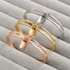 Luxury Hollow Letter Lock Charm Bracelets With Box Titanium Steel Couples Bangle Simple Seiko Fashion Bracelet