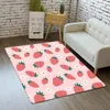 Carpets Strawberry 3D Rug Living Room Girls Carpet Bedroom Kids Play Mat Soft Flannel Home Decor Kitchen Floor Area Bathroom Doormat