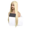 Swiss Lace Front Wig Long Silky Straight # 613 Blond Clair Résistant À La Chaleur Synthétique Perruques Mode Femmes Noires Cosplay Party Doux Comme Des Cheveux Humains