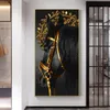 Affiche de cheval noir doré impressions sur toile d'animaux images d'art murales pour salon entrée peinture moderne décor à la maison Cuadros