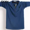 T-shirt oversize a maniche lunghe a maniche lunghe autunno T-shirt multicolore da uomo con scollo a V Big Tall Man Cotton M-3XL 4XL 5XL 6XL Uomo 210317