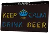 TC1327 Keep and Calm Drink Beer Bar pub Insegna luminosa Incisione 3D a due colori