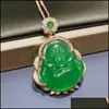 Halsband hängsmycken smycken hög is chalcedon charms maitreya buddha hänge guld inlagd med jade fl av grön sol droppleverans 2021 c17